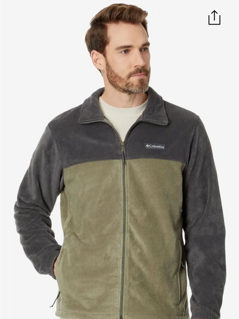 Columbia Olive Green & Charcoal Full-Zip Lightweight Fleece Jacket NWT XL